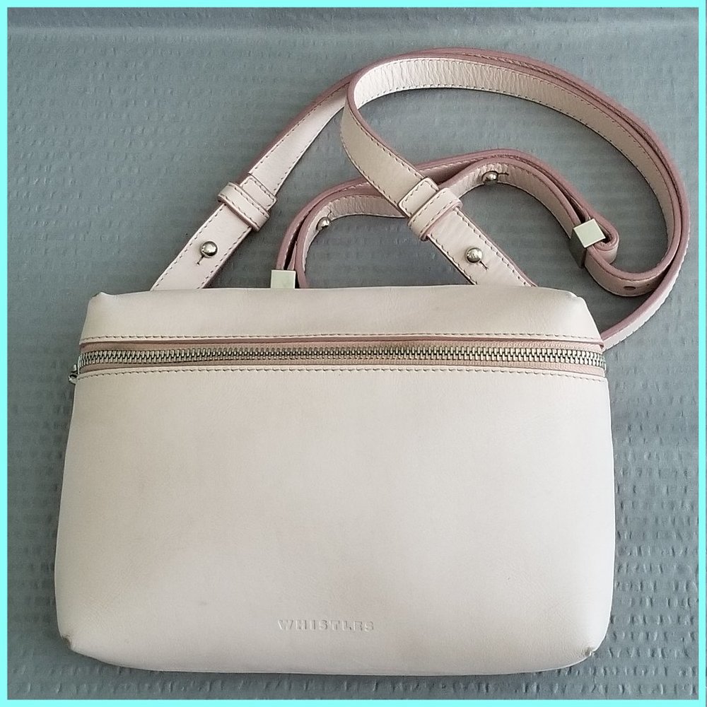 Whistles Pink Leather Crossbody Bag